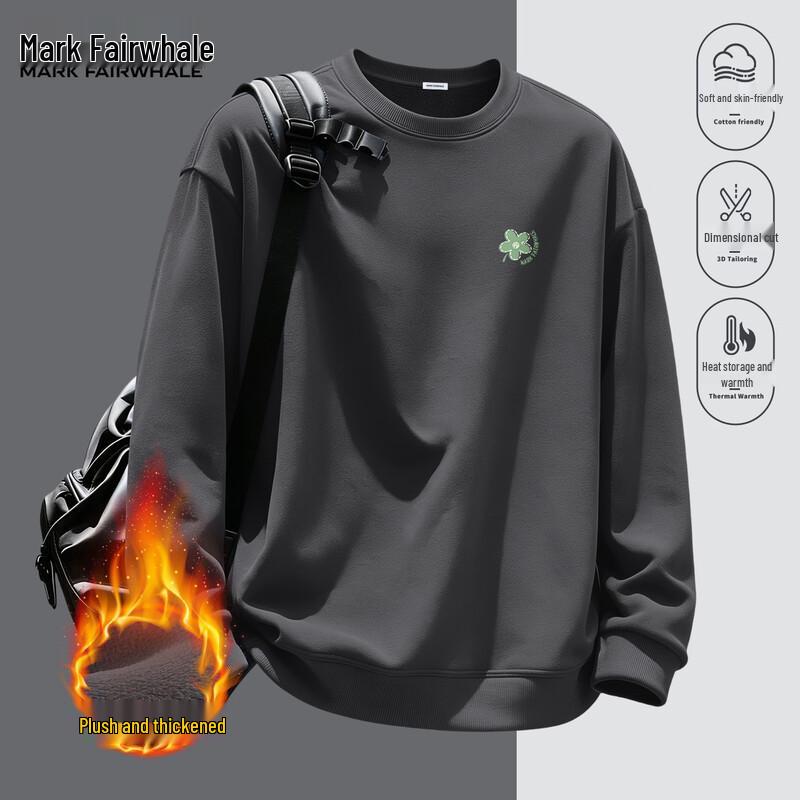 Mark Fairwhale Men's American Style Fleece-Lined Crewneck Sweatshirt