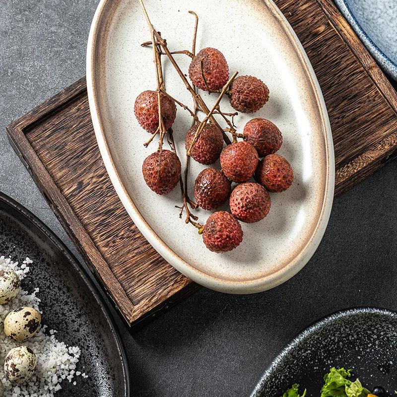 Japanese steamed fish dish home new ceramic personality large oval. Fish dish and vegetable dish