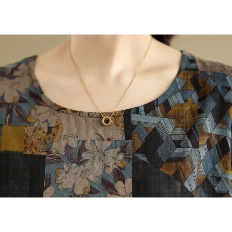 DIMANAF 2025 Lente T-shirt Plus Size Dames Print Vleermuismouw Bloemen Vintage Losse Tops Casual