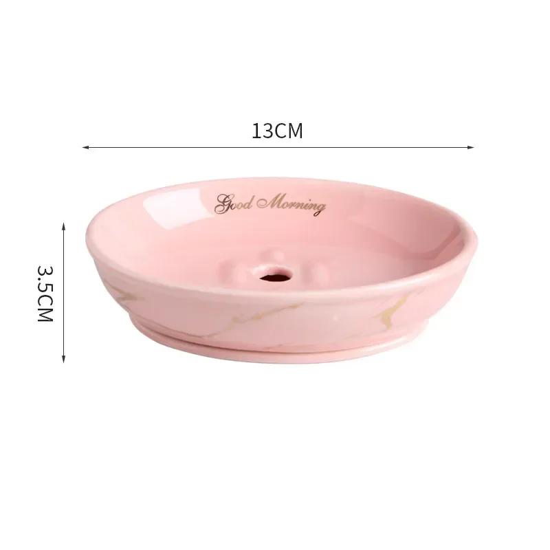 Light Luxury Soap Rack Ceramic Marbling Round Shape Household Kitchen Accessories Soap Dish Holders Organizer Bathroom Storage