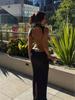 IAMGIA Spiderweb Bow Black Hollow-Out Sexy Slit Dress