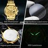 OLEVS Luxury Gold Steel Watch Men Luminous Moon Phase High Quality Sports Watches Imitation Mechanical Style Male Wrist Watch