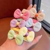 6pcs Sweet Solid Bow Hair Ties for Girls - Soft Polyester Ponytail Holders & Accessories