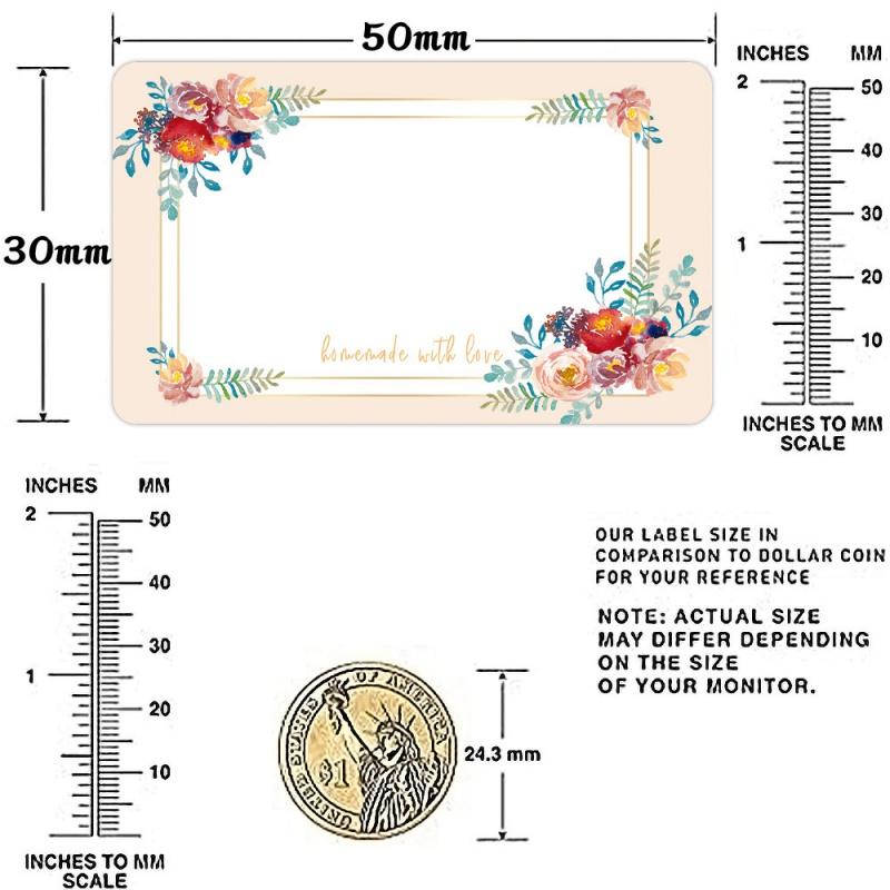 250Pcs 3*5Cm Flowers Name Labels Kitchen Blank Handwritten Date Stickers Refrigerator Freezer Food Storage Small Business
