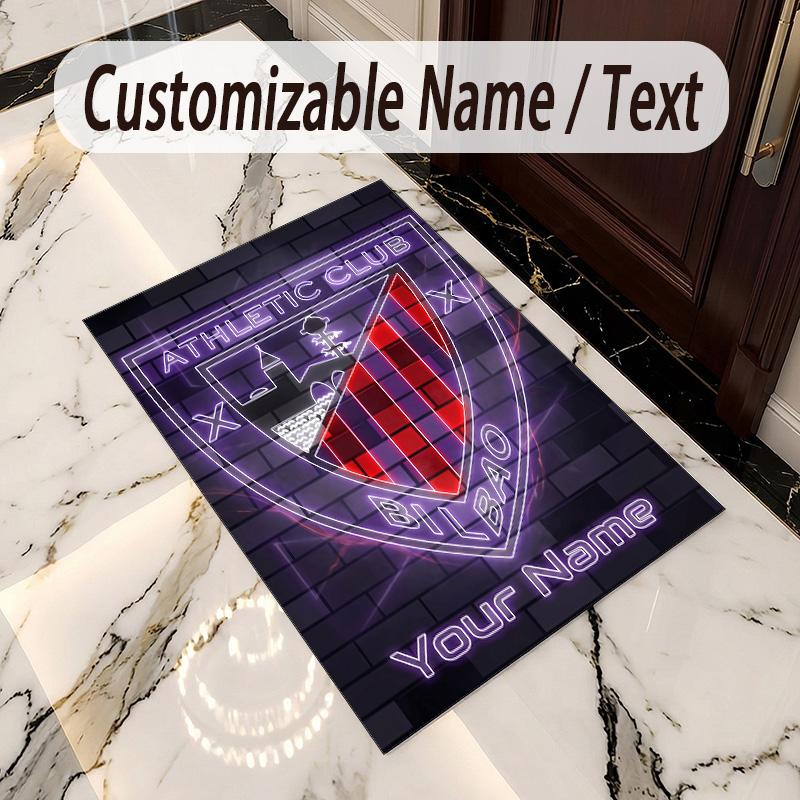 Crystal Velvet Rug Athletic Bilbao FC Print Custom Name Text Floor Mat Home Decor