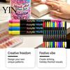 Creative Nail Art Accessories 12Pcs Dual Ended Pens Set, 24 Colors Markers with Double Brush Tips, Acrylic Quick Dry Water-Based Drawing Pen