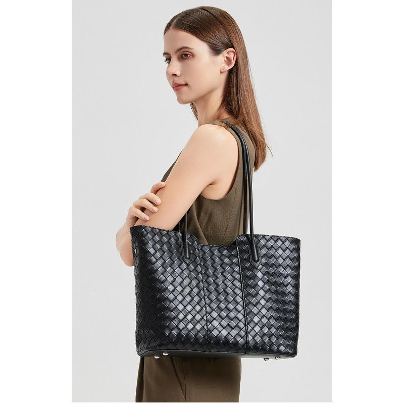 Borsa Tote da Donna in Vera Pelle 2026 Nuova alla Moda Borsa a Spalla Intrecciata Grande Capacità Borsa da Lavoro Texture Morbida