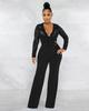 Elegant V-Neck Lace Slim Fit See-Through Jumpsuit