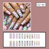 Square Press on Nail Medium Easter False Nail Full Cover Stick on Nail Cute Rabbit Acrylic Nail for Fashion Women 24Pcs