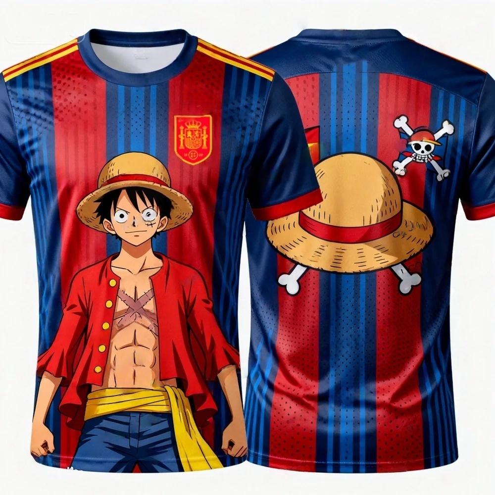 One Piece Monkey D. Luffy Spain National Team 3D Quick Dry T-Shirt For Men Women Kids Anime Football Fan Tee Outdoor sportswear