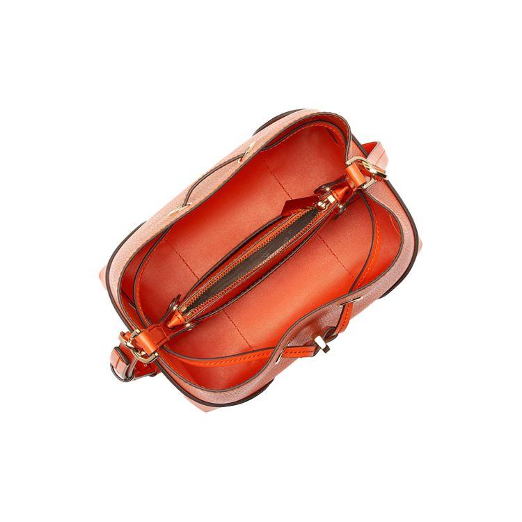 Michael Kors Mk Mercer Gallery Solid Color Leather Drawstring Bucket Bag Simple Elegant Shoulder Crossbody Bag Small Women Bags Orange 30F9GZ5L1L846