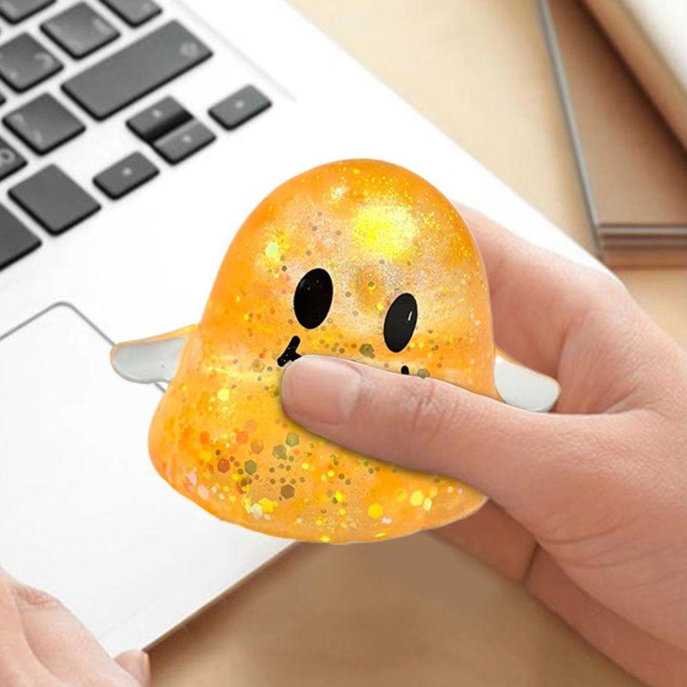 Maltose-filled Halloween Ghost Squeeze Toys Sticky-Free Glitter Slow Rebound Fidget Ball Halloween