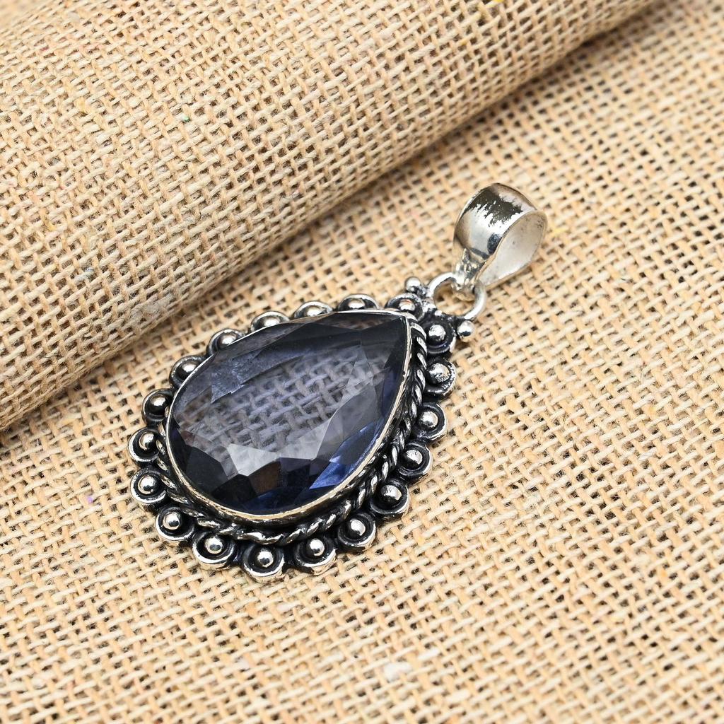 Wunderschöner Iolith Edelstein Handgefertigter 925 Sterling Silber Schmuck Anhänger für Sie