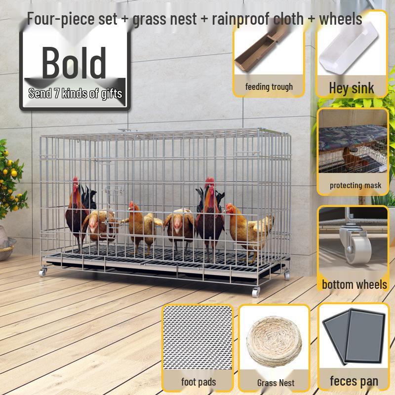 Large Automatic Folding Chicken Coop with Manure Cleaning, Wire Mesh, Suitable for Ducks and Geese