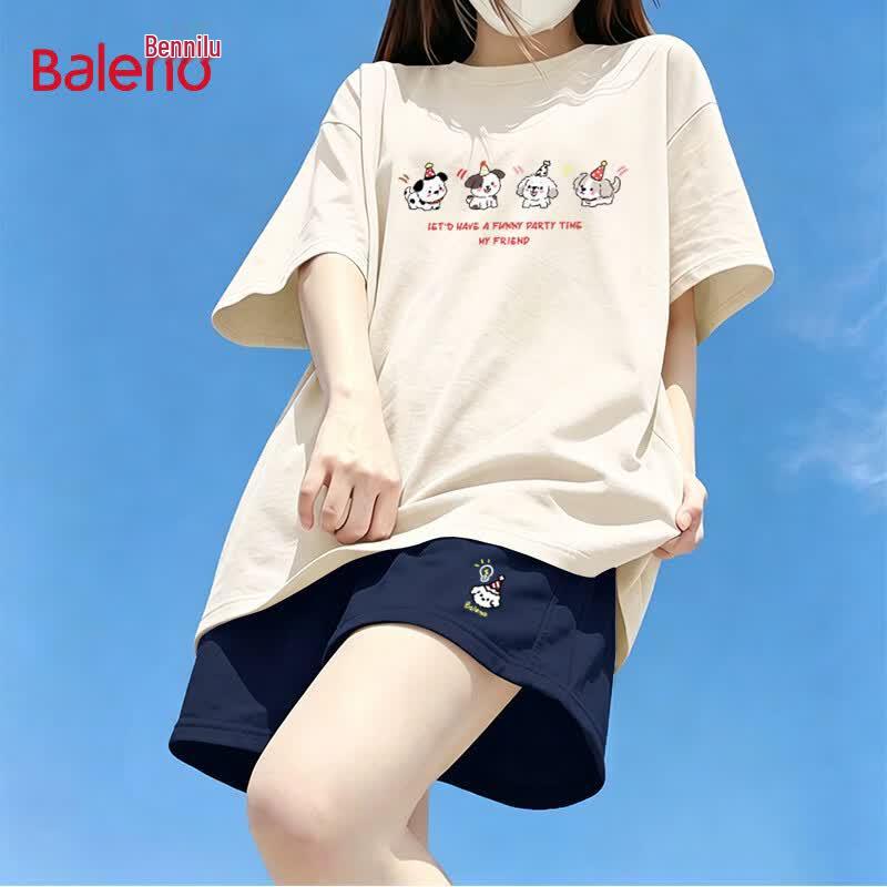 Baleno Women s Cotton Dog Print Two-Piece Set S