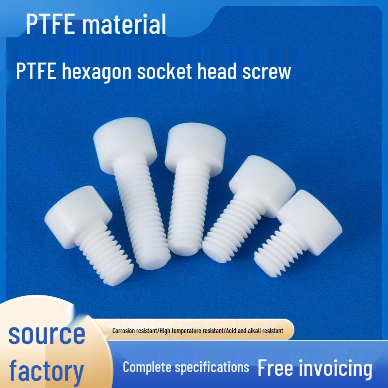 PTFE Teflon Acid & Alkali Resistant Hex Cylinder Head Insulation Screw Bolt M5/M6 M5*6 PTFE Inner Hexagon