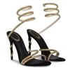 New Women High Heels Rhinestone Snake Strap Sandals Thin Heel  Shoes Ladies Summer Slingback