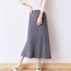 Women's Wool A-Line Midi Skirt - Elastic High Waist, Flared, Slimming, Knitted for Autumn/Winter