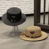 Triangular Metal Logo Straw Woven Hat for Children's Spring and Summer Fashion Versatile Vacation Beach Sun Hat