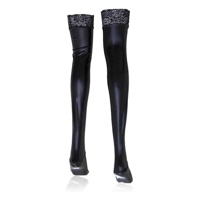 2pcs Lace Silicone Sexy Latex Stockings Pu Skinny Long Thigh High Glove Dance Clothes Woman Hose Erotic Sexy Lingerie Roleplay Toys