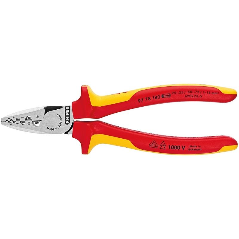 

Пресс-клещи Knipex Vde 9 Головки Din 46228 1 4 0 25-16 мм2 180 мм Диэлектрические ручки