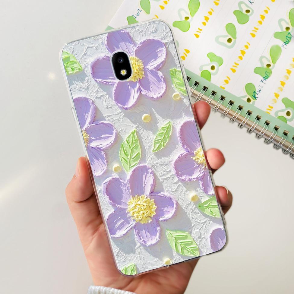 Case For Samsung J3 J5 J7 2017 Cover Cute Cartoon Cat Fashion Flowers Back Cover For Samsung Galaxy J7 2017 Phone Case