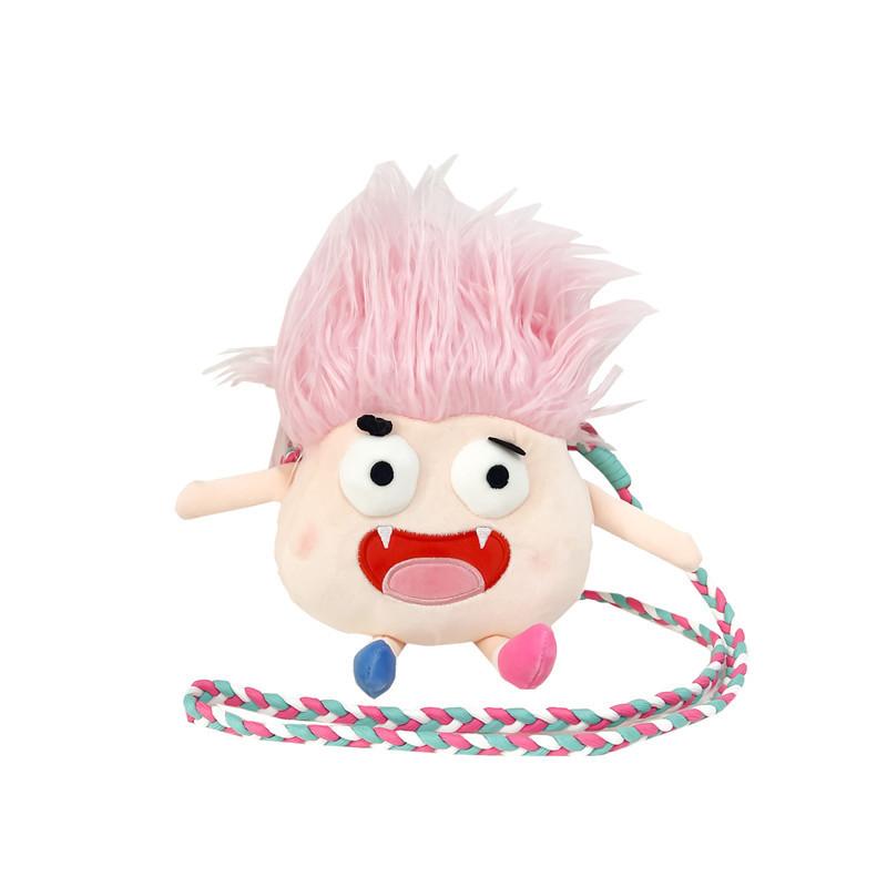Plush Cute Hairy Doll Crossbody Bag With Zipper Closure For Daily Use