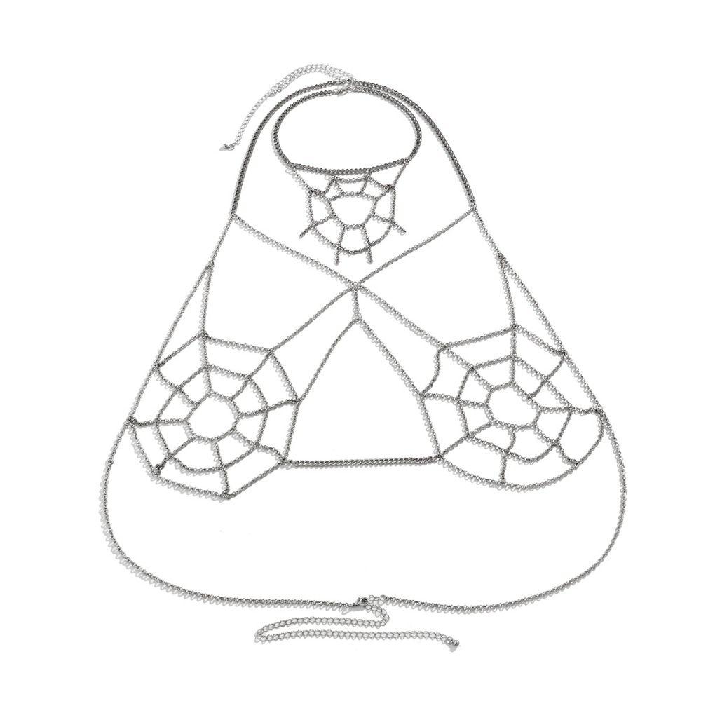 Metal Spider Web Body Chain Sexy Spider Web Thigh Chain Halloween Breast Chain  Halloween Accessory