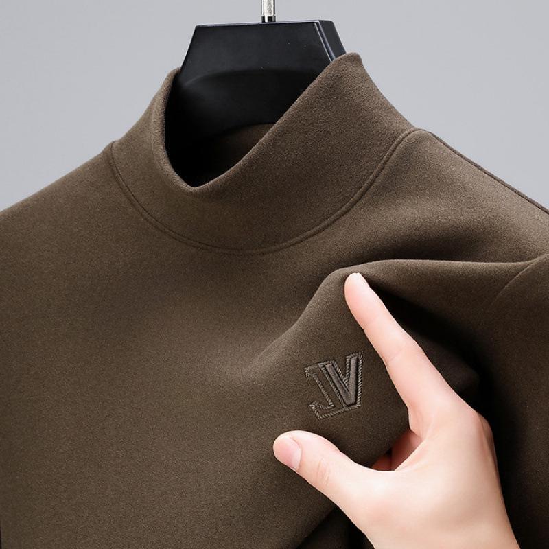 Men's Double-Sided Long-Sleeve Slim-Fit De-Rong Sweatshirt, Round Neck, Warm for Autumn and Winter