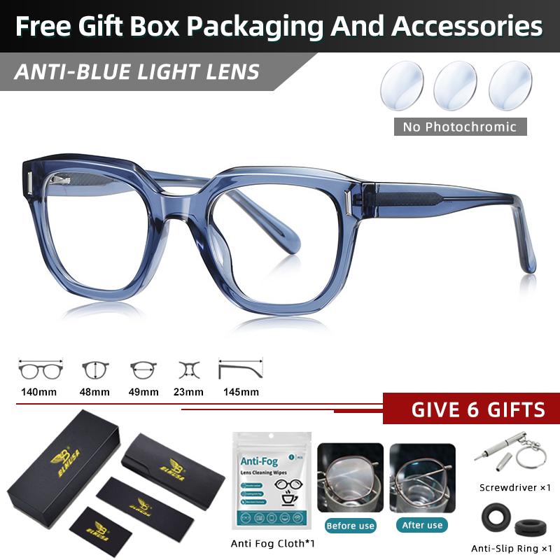 

BLMUSA Винтажные рецептурные оптические фотохромные очки Миопия Чтение Очки против синего света Мужские Женские Прогрессивные очки 0 Frame