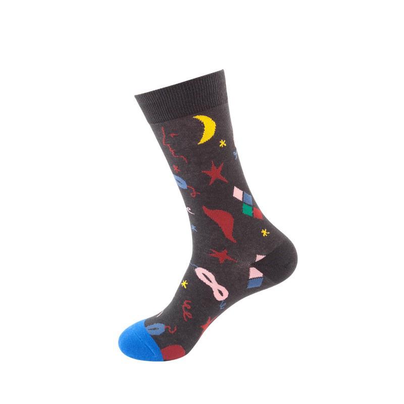 Stylish Streetwear Crew Socks Men Women Cotton Blend Mid-Calf Trendy Patterned Casual