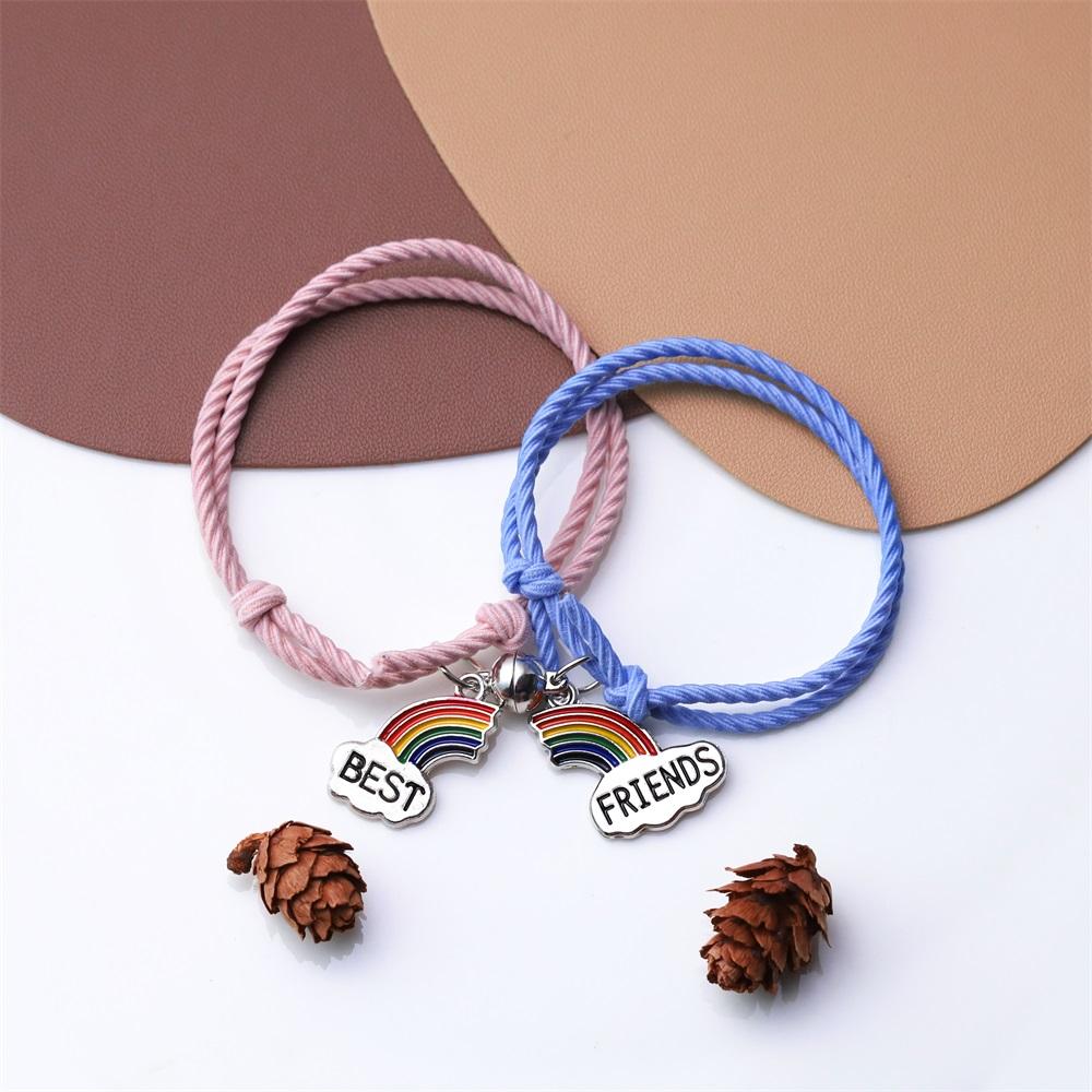 Band Couple Bracelet Magnet Paired Rubber for Lovers Distance Bracelet Women Men Braided String Bracelet Friendship Jewelry Gift