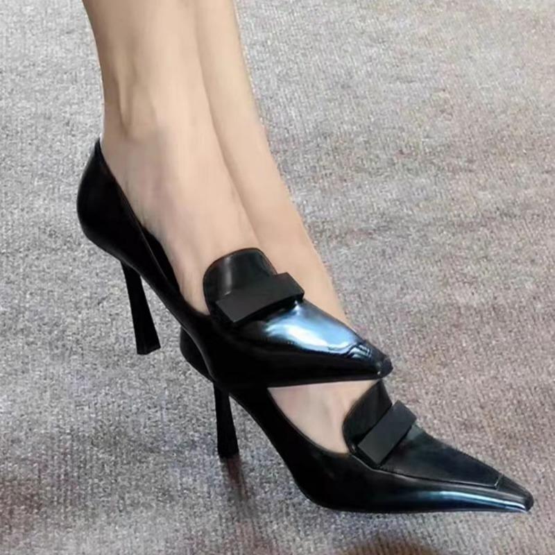 

Fashion Women s Fashion Slim Heel Shoes Spring New Pointy Toe Shallow Mouth Slip-off Anti-slip Wear-resistant High Heels 34