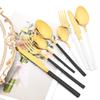 Jankng 16 sztuk czarne sztućce złote szwy zestaw obiadowy ze stali nierdzewnej kuchnia strona główna zachodnie zestaw sztućców nóż widelec łyżki zestaw zastawy stołowej