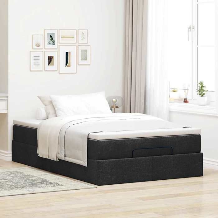 Maison Exclusive - Cadre de lit ottoman avec matelas noir 120x200cm tissu