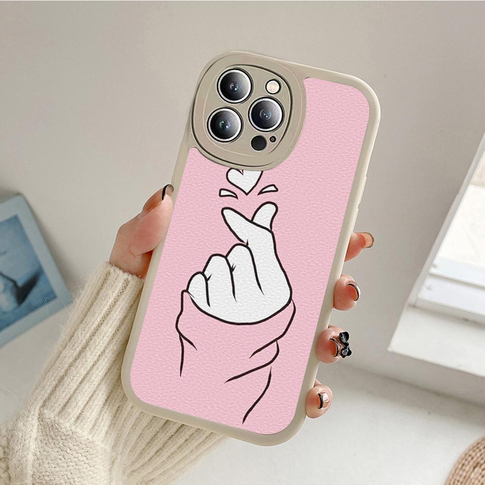 For Iphone 14 Fingertip Love Phone Case for Iphone 14 13 11 12 Pro MAX 13 12 MiNi 7 8 14 Plus X XS XR Lambskin Protective Covers