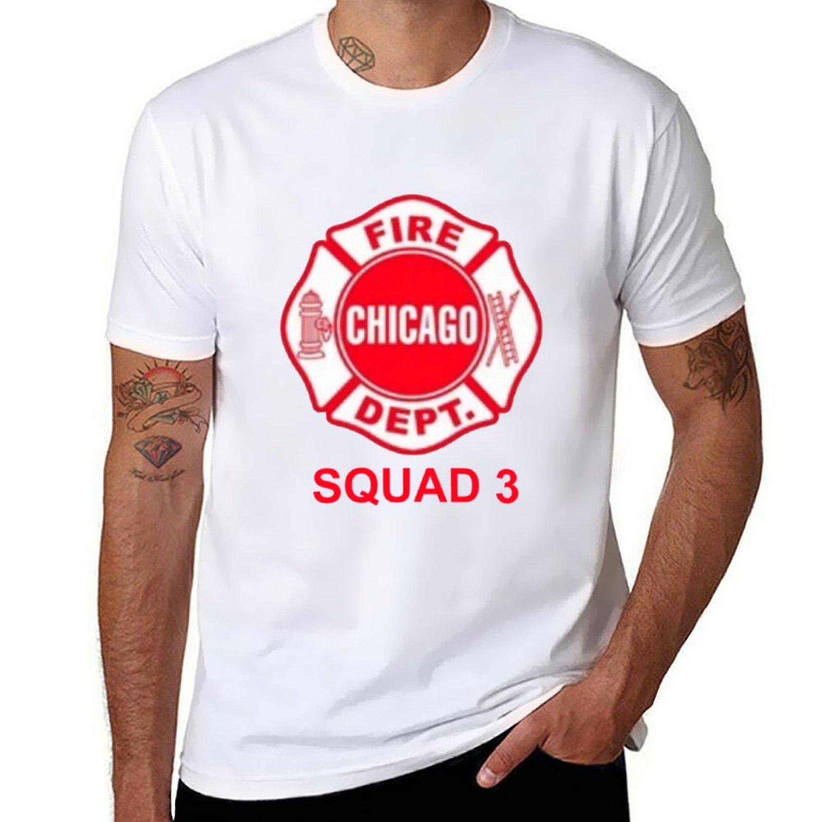 

Chicago Fire Squad 3 E T-Shirt heavyweights Aesthetic clothing mens clothes L