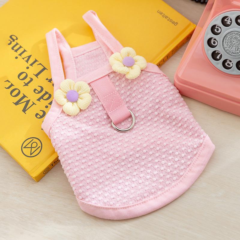 

Three-dimensional small flower dog clothes can lead Bichon puppies, kittens, suspenders, spring and summer thin small dog pet clothes XXL (recommended weight 15-10kg)