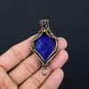 Lapis Lazuli Gemstone Pure Copper Wire Wrapped Handmade Pendant Jewelry