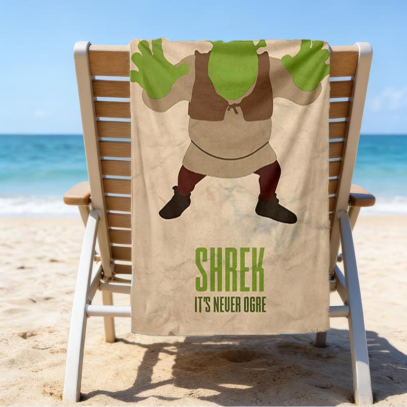 Asciugamano da Spiaggia Ultra Morbido a Tema Shrek, Ideale per Piscina - Campeggio, Immersioni - Essenziale da Viaggio Perfetto, Asciugamano da Spiaggia Vivace.