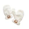 Korean Style Student Winter Mittens: Warm, Windproof, Plush, Hanging Neck, Solid Color Faux Cotton Fluff