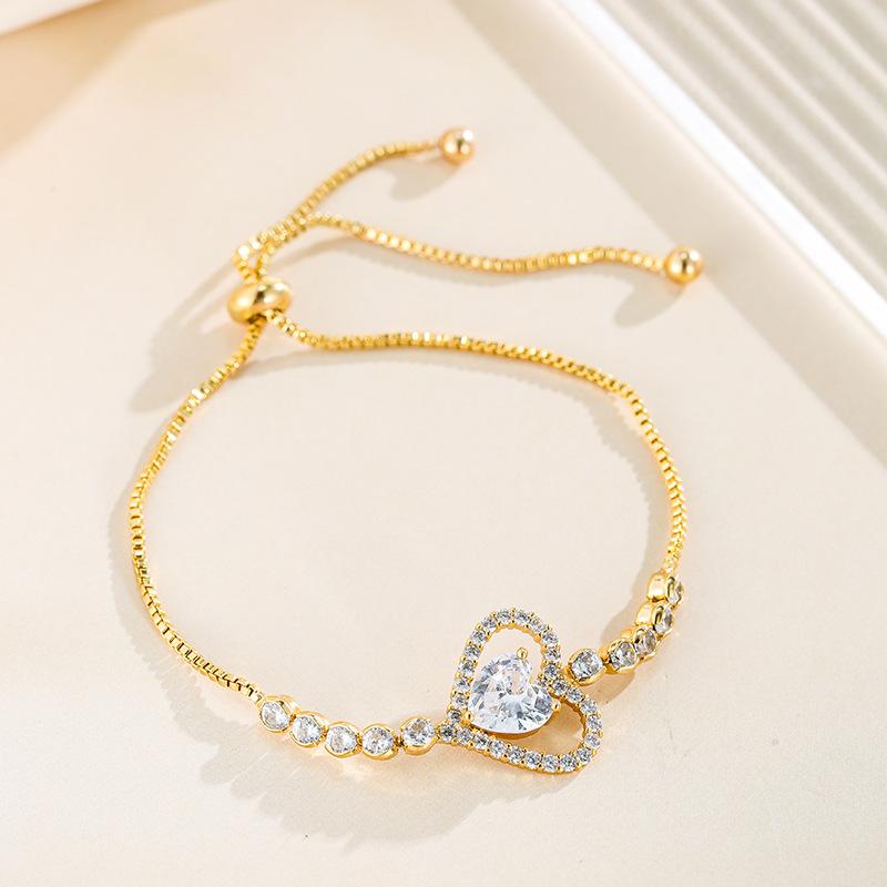 Stone Adjustable Heart-shaped Bracelet, Simple Cold Style Hand Jewelry Wholesale One Size(16-22CM)