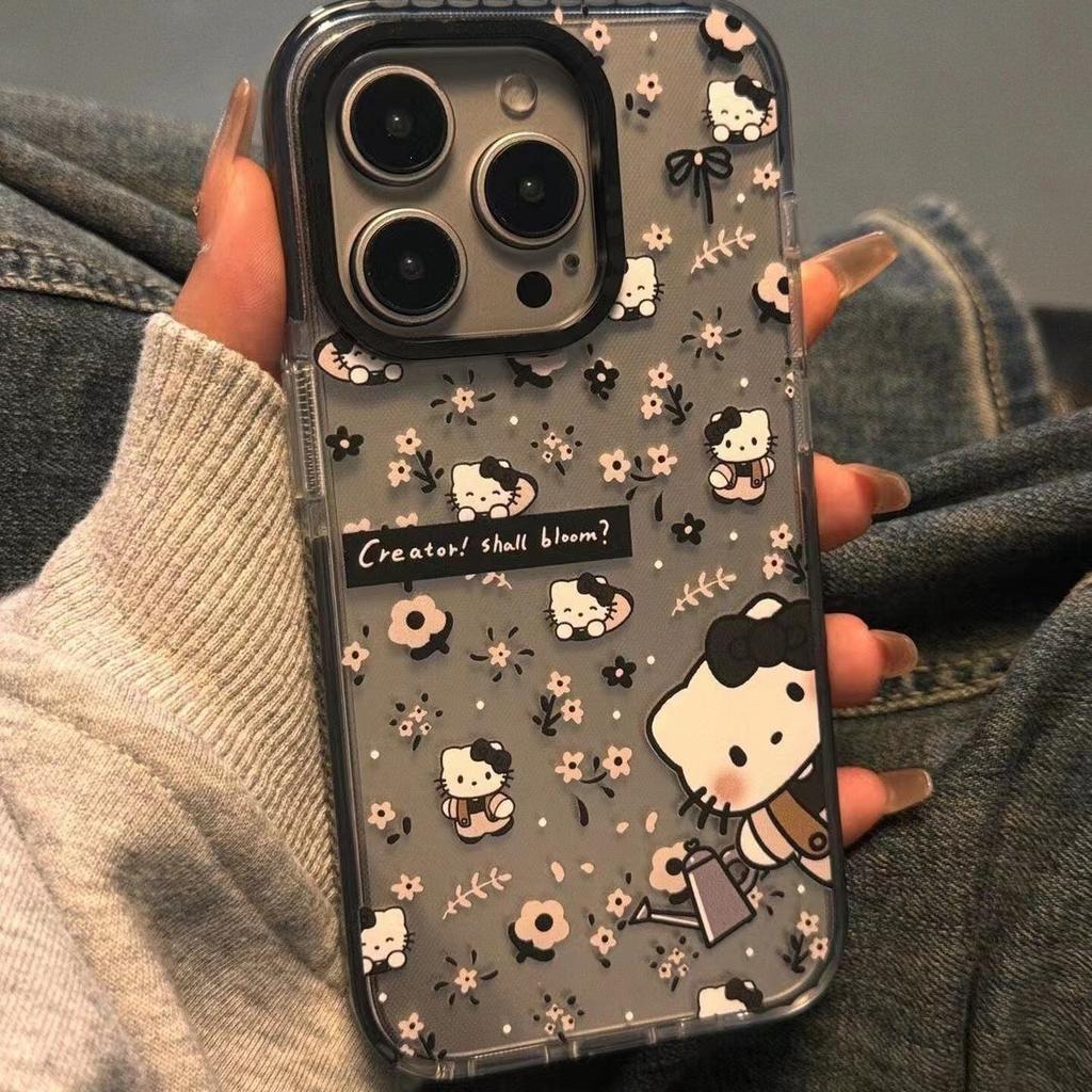 Watering Flowers Hello Kitty iPhone15 Mobile Phone Case for Apple 14Promax Soft Case 13 Cute 12 Anti-drop 11/7
