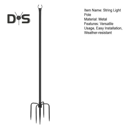 Lichterkettenstange 10 Fuß beschichtete Metallstange mit Gabel Außenlichterstange mit Spießen Lichterkettenhalter für Terrasse Deck Garten Hochzeitsfeier Dekoration