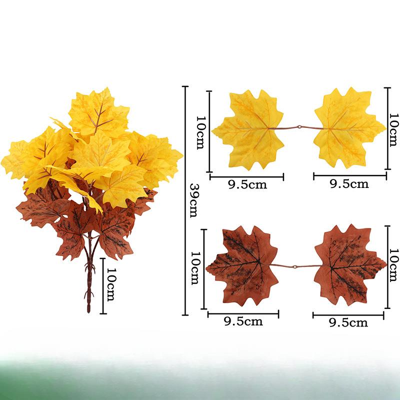 Artificial Plants Red Maple Leaves Small Bunches of Autumn Color Halloween Decoration Home Fake Flower Bouquet Arrangement