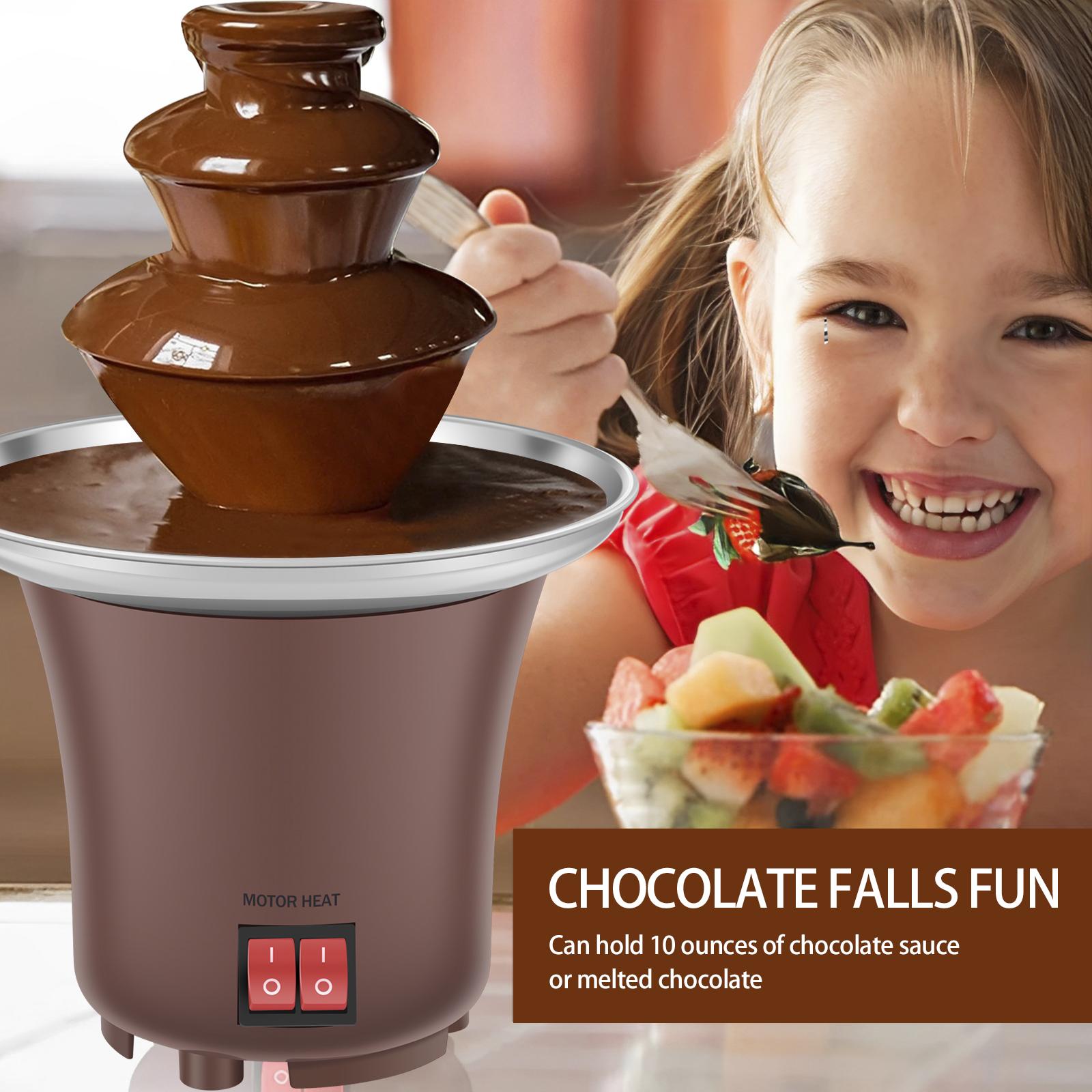 Chocolate Fountain 3 Layer Cheese Fountain Machine Hold 10oz Chocolate Household Electric Chocolate Fondue Fountain for Candy