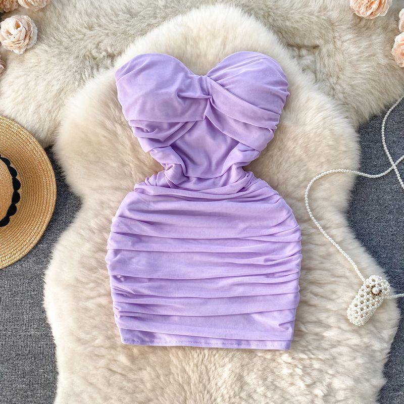 

Early Spring Small Man Scheming Ruched Silm Dress Purple L