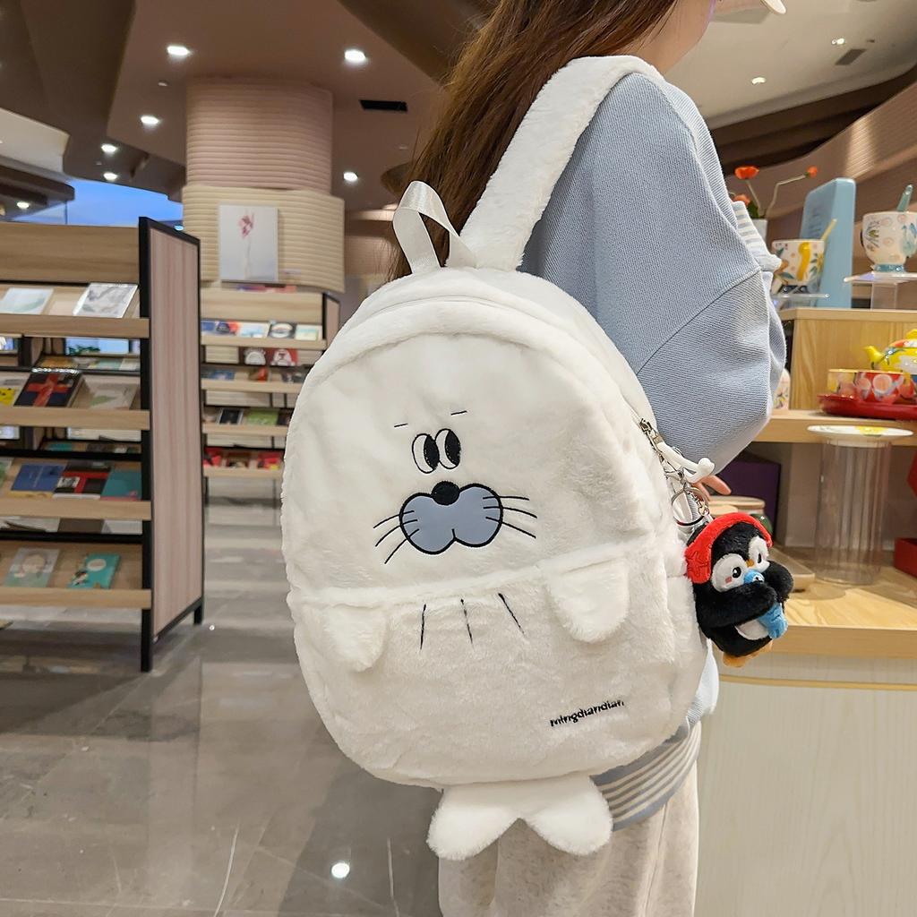 Zaino nuovo ins squalo peluche zaino carino piccolo pinguino cartone animato zaino divertente studente versatile ragazza zaino scolastico