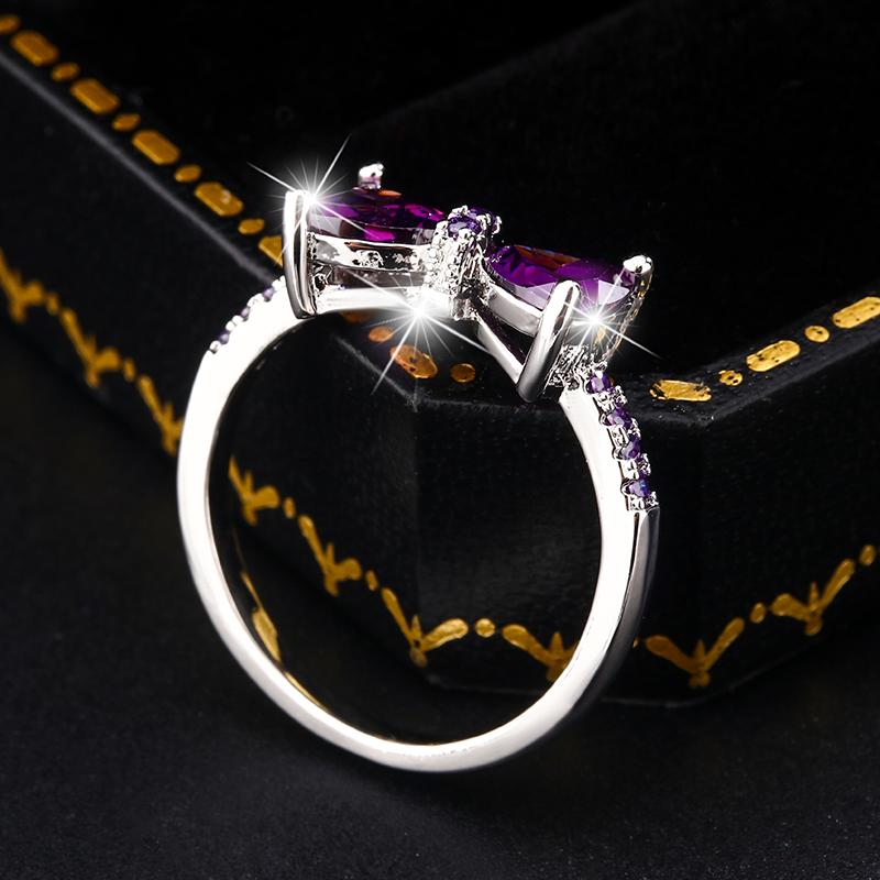 Delicate Purple Zircon Butterfly Ring Ladies Shiny Zircon Ring Jewelry Anniversary Engagement Ring Bestseller Jewelry