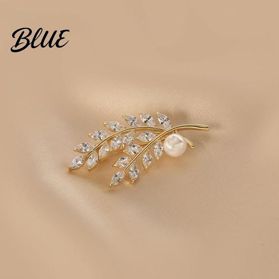 Decorative Scarf Clip Women Brooch Sparkling Cubic Zirconia Wheat Ear